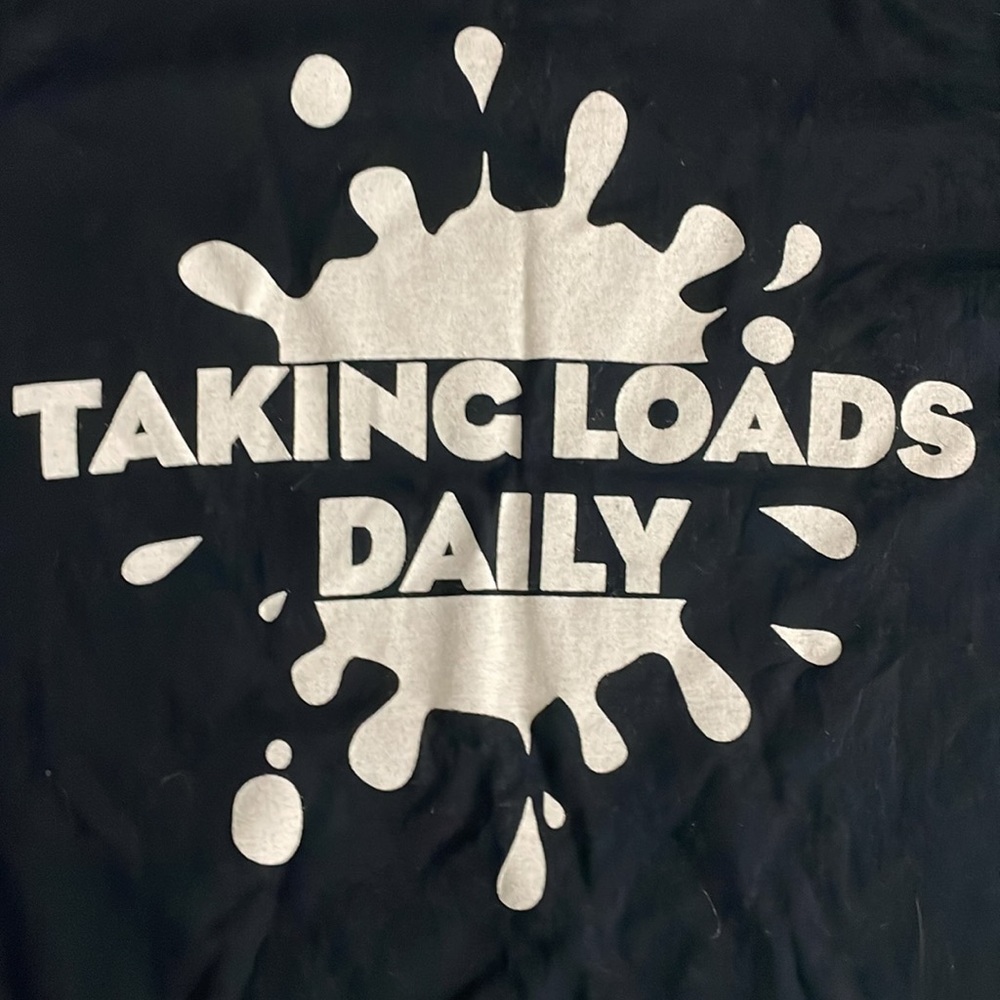 Black Graphic Novelty Short-Sleeve T-Shirt Bold White Text Small Women’s TEE